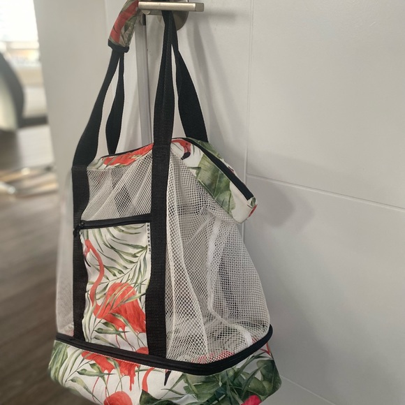 Beach Bag Tote,2 in 1 Insulated Folding Beach Bags - tropical flamingo 🦩 - Picture 5 of 12